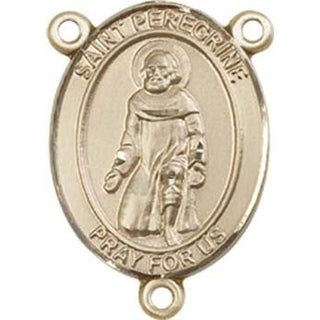 14kt Gold Saint Peregrine Laziosi Rosary Center Rosary Center Engraved Catholic Saint Jewelry
