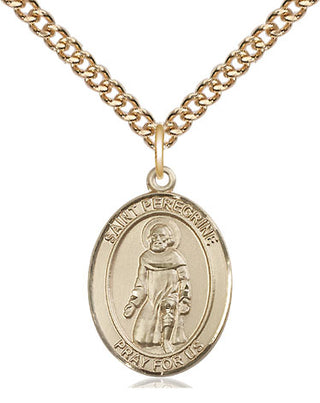 14kt Gold Saint Peregrine Laziosi Medal Engraved Catholic Saint Jewelry