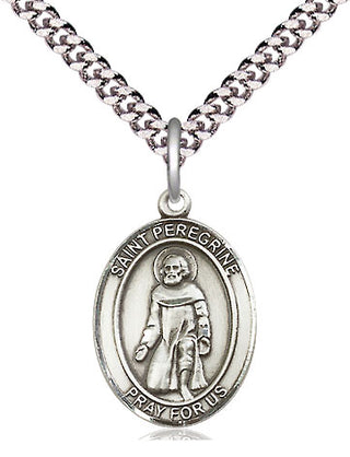 Pewter Saint Peregrine Laziosi Medal Religious Jewelry Engraved Catholic Saint Jewelry