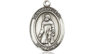Pewter Saint Peregrine Laziosi Medal Engraved Catholic Saint Jewelry
