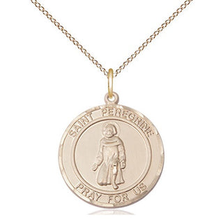 14kt Gold Saint Peregrine Medal Engraved Catholic Saint Jewelry
