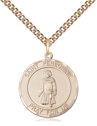 14kt Gold Saint Peregrine Medal Engraved Catholic Saint Jewelry