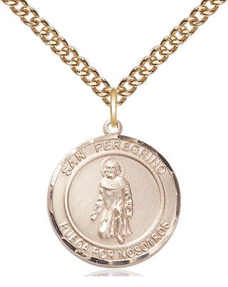 14kt Gold Filled San Peregrino Medal Religious Jewelry Engraved Catholic Saint Jewelry