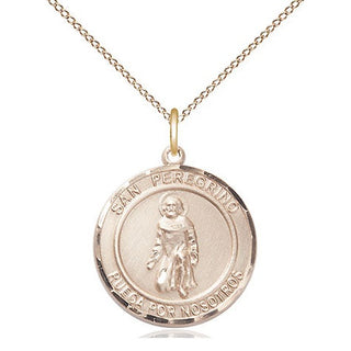 14kt Gold San Peregrino Medal Engraved Catholic Saint Jewelry