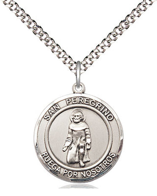 Pewter San Peregrino Medal Religious Jewelry Engraved Catholic Saint Jewelry