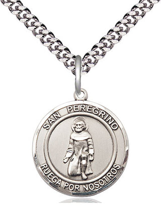 Pewter San Peregrino Medal Religious Jewelry Engraved Catholic Saint Jewelry