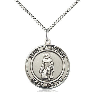 Sterling Silver Saint Peregrine Medal Religious Jewelry Engraved Catholic Saint Jewelry
