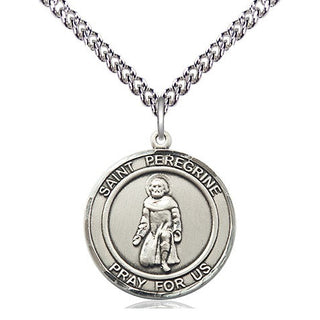 Sterling Silver Saint Peregrine Medal Religious Jewelry Engraved Catholic Saint Jewelry