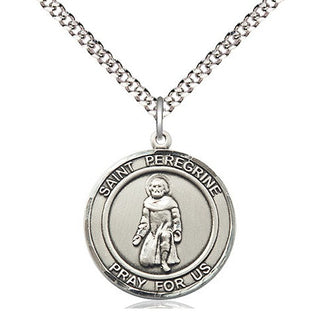 Sterling Silver Saint Peregrine Medal Religious Jewelry Engraved Catholic Saint Jewelry