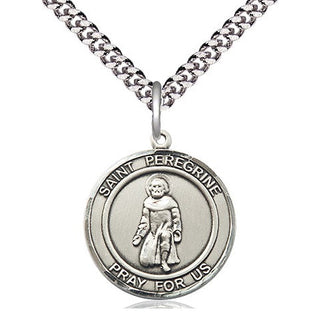 Sterling Silver Saint Peregrine Medal Religious Jewelry Engraved Catholic Saint Jewelry