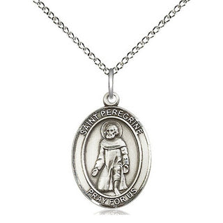 Sterling Silver Saint Peregrine Laziosi Medal Religious Jewelry Engraved Catholic Saint Jewelry