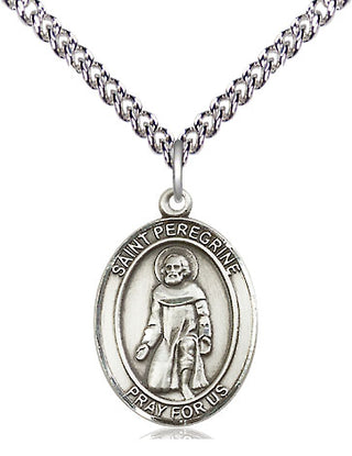 Sterling Silver Saint Peregrine Laziosi Medal Religious Jewelry Engraved Catholic Saint Jewelry