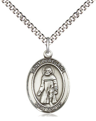 Sterling Silver Saint Peregrine Laziosi Medal Religious Jewelry Engraved Catholic Saint Jewelry