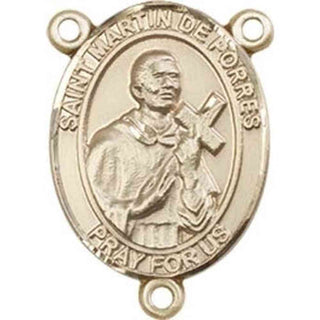 14kt Gold Filled Saint Martin de Porres Rosary Center Rosary Center Engraved Catholic Saint Jewelry