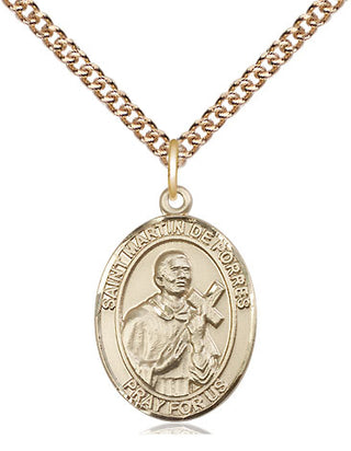 14kt Gold Filled Saint Martin de Porres Medal Religious Jewelry Engraved Catholic Saint Jewelry