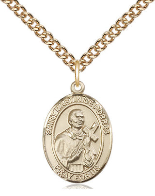 14kt Gold Filled Saint Martin de Porres Medal Religious Jewelry Engraved Catholic Saint Jewelry