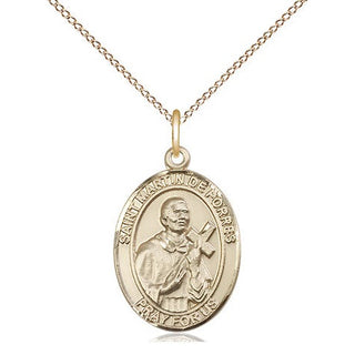 14kt Gold Saint Martin de Porres Medal Engraved Catholic Saint Jewelry