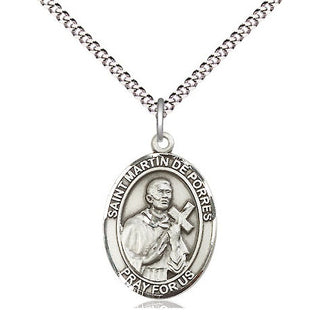 Pewter Saint Martin de Porres Medal Religious Jewelry Engraved Catholic Saint Jewelry