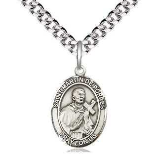 Pewter Saint Martin de Porres Medal Religious Jewelry Engraved Catholic Saint Jewelry