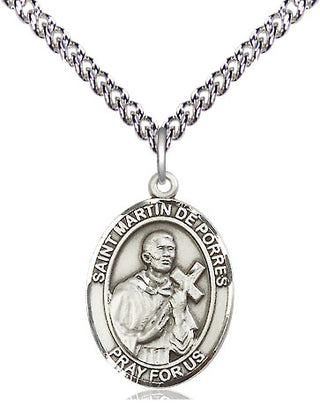 Sterling Silver Saint Martin de Porres Medal Religious Jewelry Engraved Catholic Saint Jewelry