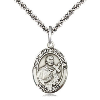 Sterling Silver Saint Martin de Porres Medal Religious Jewelry Engraved Catholic Saint Jewelry