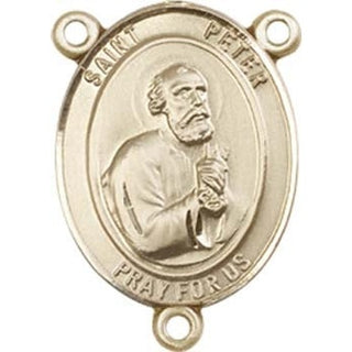 14kt Gold Saint Peter the Apostle Rosary Center Rosary Center Engraved Catholic Saint Jewelry