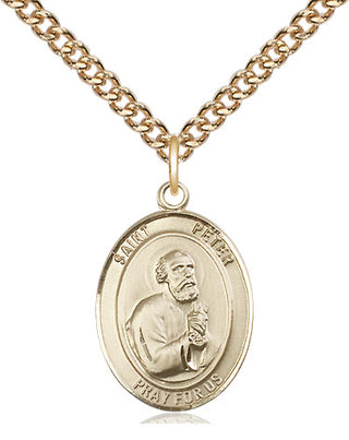 14kt Gold Filled Saint Peter the Apostle Medal Religious Jewelry Engraved Catholic Saint Jewelry