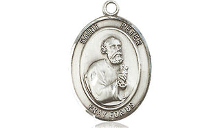 Pewter Saint Peter the Apostle Medal Engraved Catholic Saint Jewelry