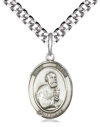 Pewter Saint Peter the Apostle Medal Religious Jewelry Engraved Catholic Saint Jewelry