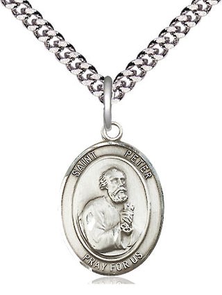 Pewter Saint Peter the Apostle Medal Religious Jewelry Engraved Catholic Saint Jewelry