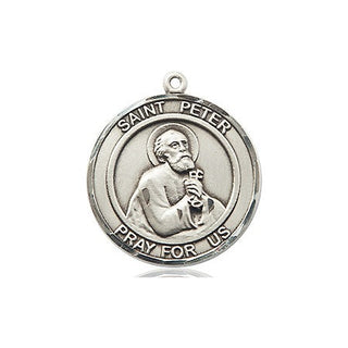 Pewter Saint Peter the Apostle Medal Engraved Catholic Saint Jewelry