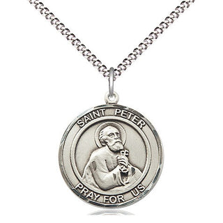 Pewter Saint Peter the Apostle Medal Religious Jewelry Engraved Catholic Saint Jewelry
