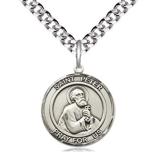 Pewter Saint Peter the Apostle Medal Religious Jewelry Engraved Catholic Saint Jewelry