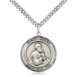 Pewter Saint Peter the Apostle Medal Religious Jewelry Engraved Catholic Saint Jewelry