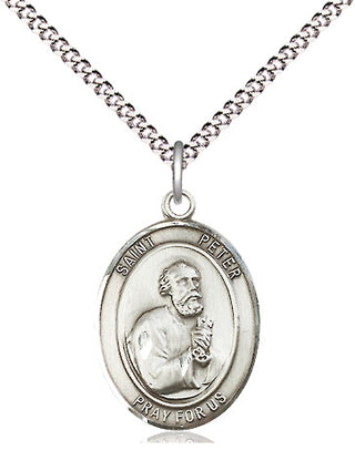 Sterling Silver Saint Peter the Apostle Medal Religious Jewelry Engraved Catholic Saint Jewelry