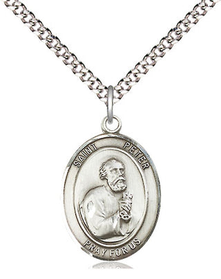 Sterling Silver Saint Peter the Apostle Medal Religious Jewelry Engraved Catholic Saint Jewelry