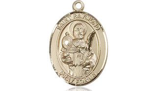 14kt Gold Saint Raymond Nonnatus Medal Engraved Catholic Saint Jewelry