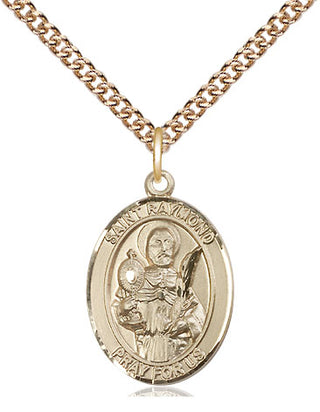 14kt Gold Saint Raymond Nonnatus Medal Engraved Catholic Saint Jewelry