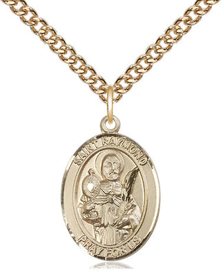 14kt Gold Saint Raymond Nonnatus Medal Engraved Catholic Saint Jewelry