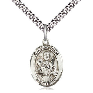 Pewter Saint Raymond Nonnatus Medal Religious Jewelry Engraved Catholic Saint Jewelry