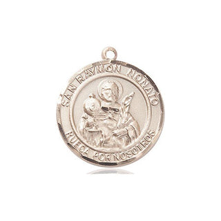 14kt Gold San Ramon Nonato Medal Engraved Catholic Saint Jewelry