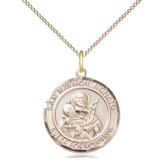14kt Gold San Ramon Nonato Medal Engraved Catholic Saint Jewelry