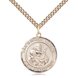 14kt Gold San Ramon Nonato Medal Engraved Catholic Saint Jewelry