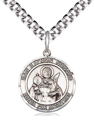 Pewter San Ramon Nonato Medal Religious Jewelry Engraved Catholic Saint Jewelry