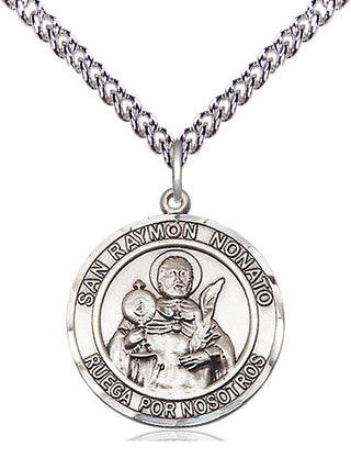 Sterling Silver San Ramon Nonato Medal Religious Jewelry Engraved Catholic Saint Jewelry