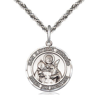 Sterling Silver San Ramon Nonato Medal Religious Jewelry Engraved Catholic Saint Jewelry