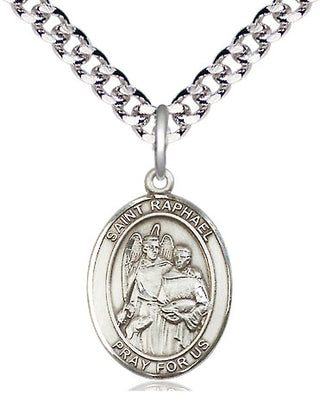 Pewter Saint Raphael the Archangel Medal Religious Jewelry Engraved Catholic Saint Jewelry