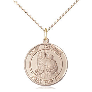 14kt Gold Filled Saint Raphael the Archangel Medal Religious Jewelry Engraved Catholic Saint Jewelry