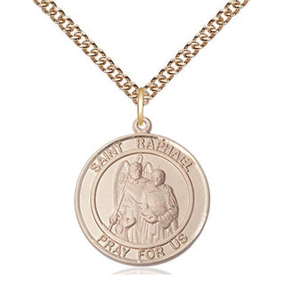 14kt Gold Filled Saint Raphael the Archangel Medal Religious Jewelry Engraved Catholic Saint Jewelry
