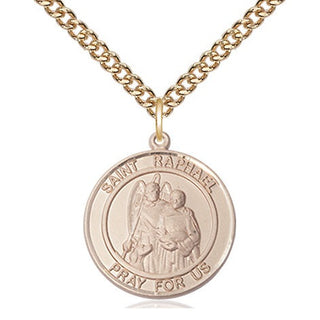 14kt Gold Filled Saint Raphael the Archangel Medal Religious Jewelry Engraved Catholic Saint Jewelry